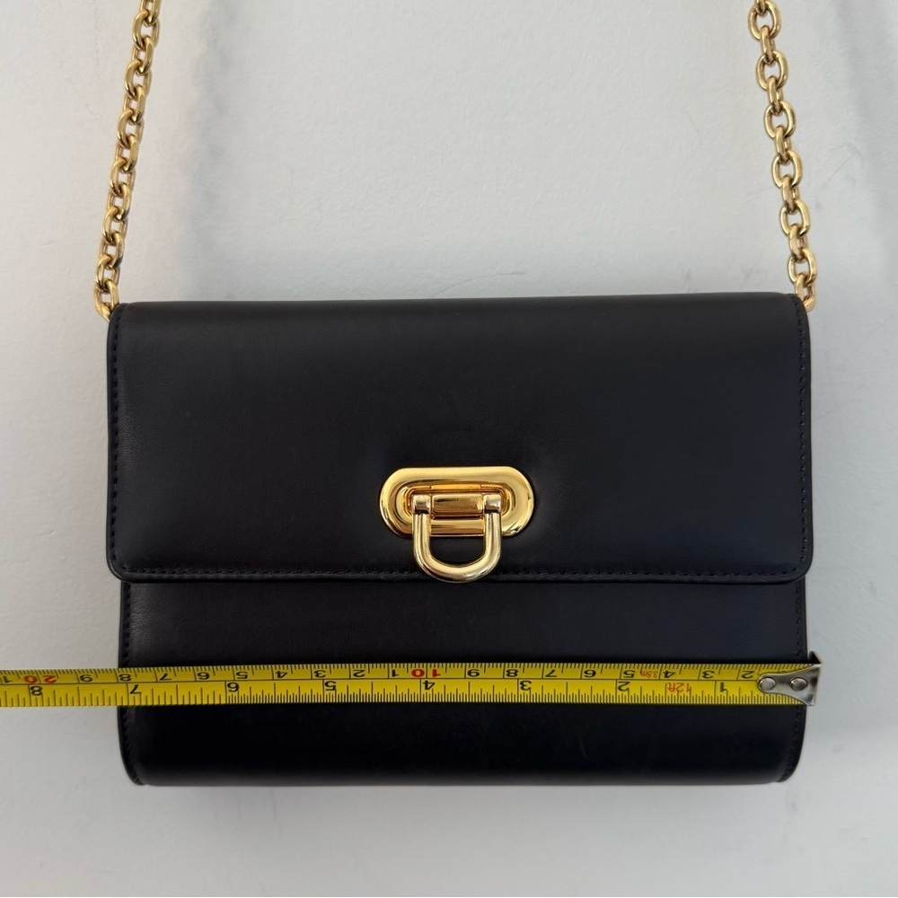 Vintage Holt Renfrew black leather small crossbody clutch bag with gold hardware - Picture 8 of 8